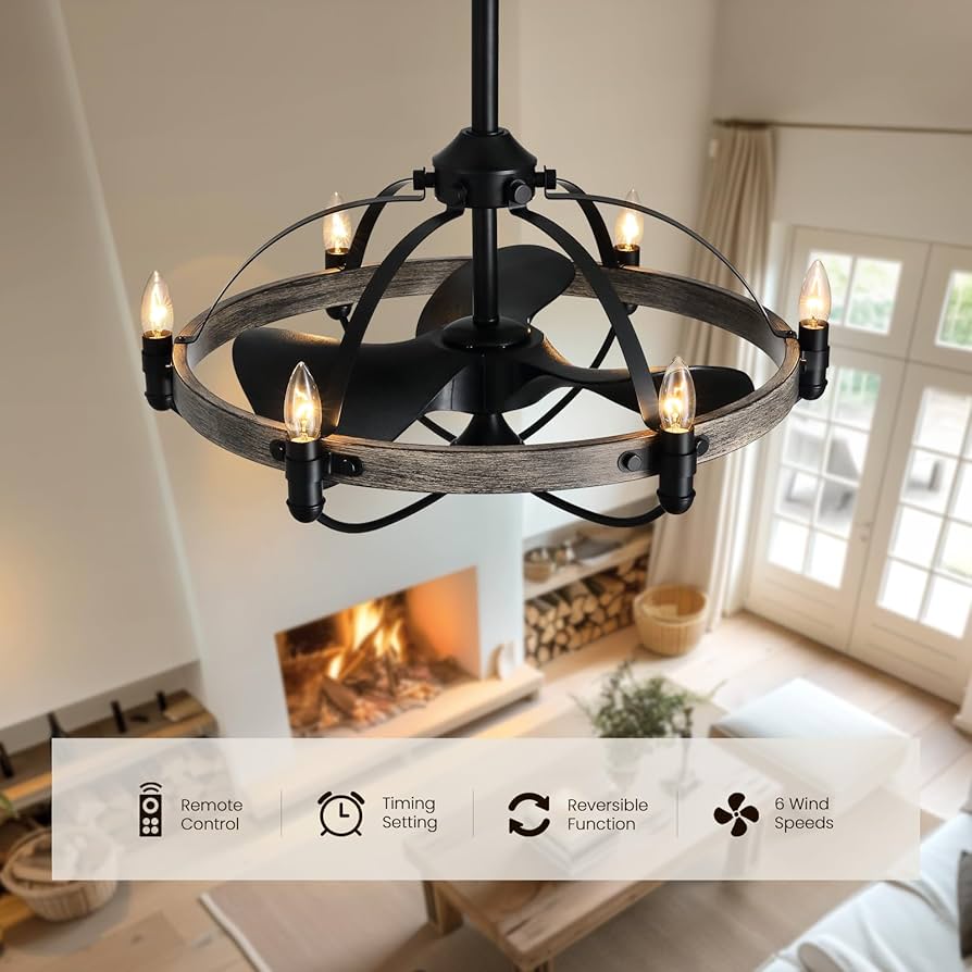 ReFa♡O STYLE MOOONICHE 27'' Farmhouse Cage Ceiling Fan with Light Remote